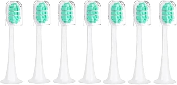 Replacement Brush Heads with Caps Sealed Package Soft for Sonic Electric Toothbrushes(7Green)