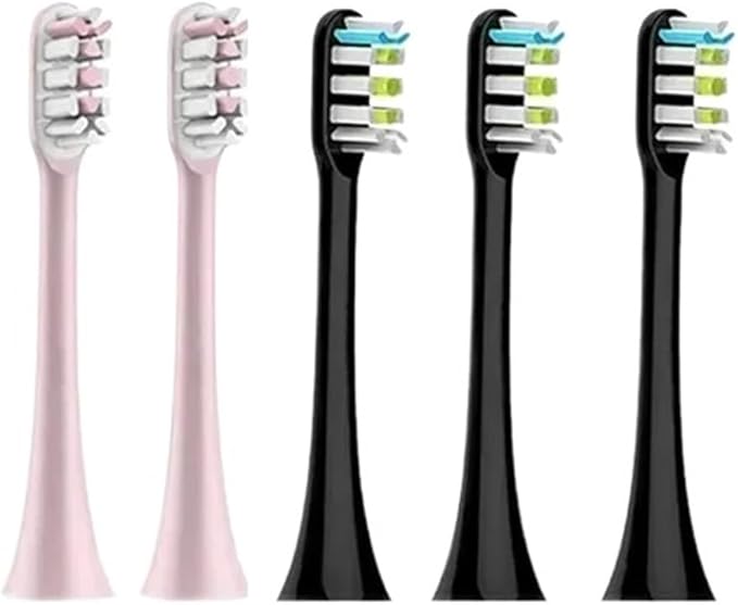 Compatible for X3 X5 X3U X1 V1 V2 Clean Brush Heads Replacement Head Bristle Sonic Electric Nozzles with Anti-dust Cap(2 Pink 3 Black)