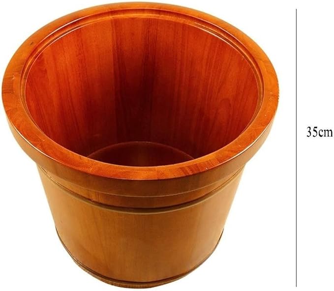 Foot Tub Wooden Foot Basin Foot Tub Home Solid Wood Foot Basin Maintain Water Temperature and Relieve Foot Pressure Foot Bath Wooden Bucket Foot Spa Household Wash Ba (Color : B)