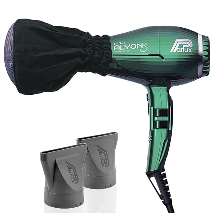 Parlux Alyon Jade Hair Dryer + M Hair Designs Metal Mesh Diffuser Bundle – Lightweight Ionic Fast-Drying Professional Blow Dryer for Frizz-Free Salon-Quality Hair