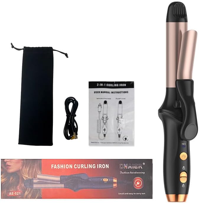 Cordless Curling Iron USB Rechargeable 4000 mAh 3 Temp Setting Travel Portable Mini Hair Curler Curling Wand for Long Hair