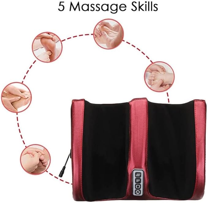 Foot Massager Machine Kneading and Rolling Electric Foot Massager Foot Massager for Plantar Fasciitis Multi-Functional Leg Calf Ankle Massager (Color : Red)