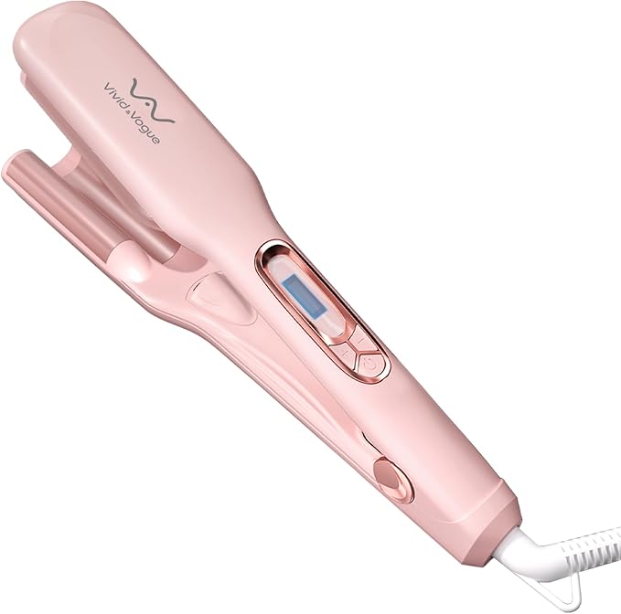 VAV Hair Brush Hair Iron Pumped-Up Volume Adjustable Temp 360 ° Tail Rotation Lasting Volume for Short Or Thin Hair Dual Voltage (100-240V) Volumizing Hair Iron Pink 1.38 inch