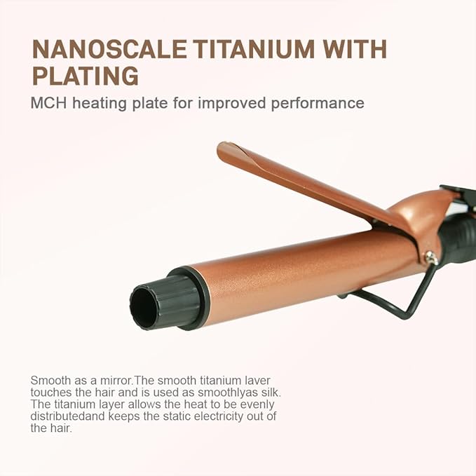 Caliber Professional Inno Heat Curling Iron Adjustable Temperature LED Display Rose Gold (1 inch (25mm))