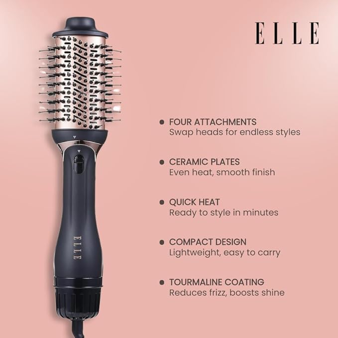Elle - 4 -in-1 Hair Styler Set Multi Function Styling Tool (Black)