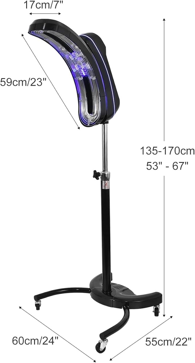 Jcgly Standing Hair Dryer for Salon - Color Processor/Cold Perm Styling/Oil Treatment/Fast Drying - Professional Hair Dryer with Rolling Wheels(Black)
