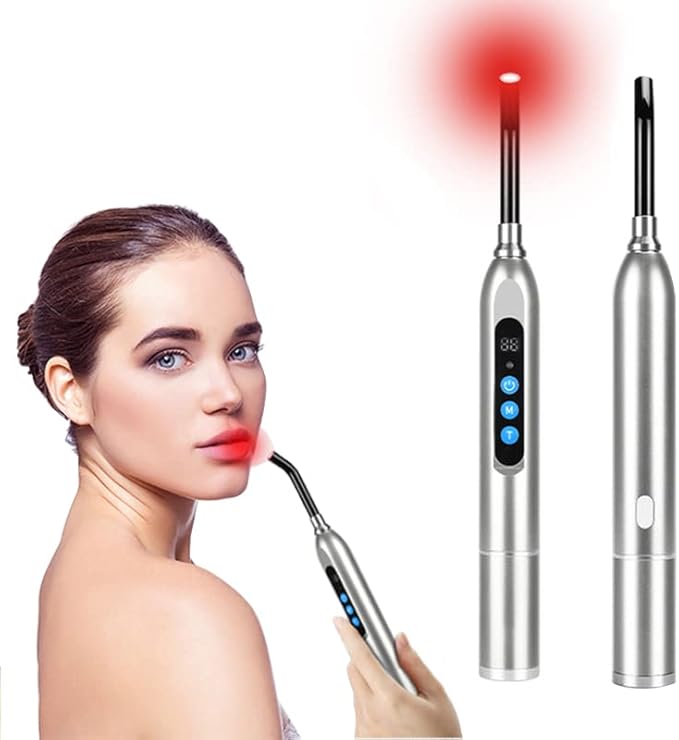 Red Light Therapy for Pain Relief Skincare Wand &amp Cold Sore and Canker Sore 660nm 850nm Near Infrared Light Therapy Device for Mouth Ear Nose Hands Joint Muscle Knee Feet