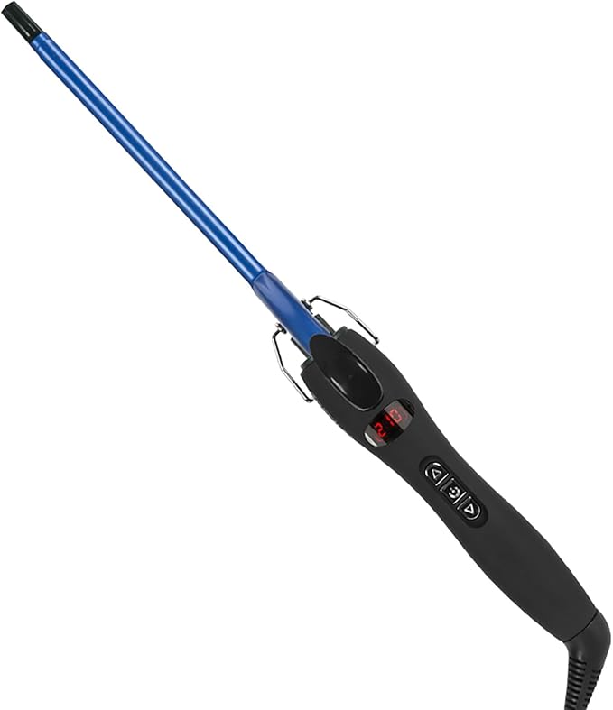 GeRRiT Thin Curling Wand 19mm Small Curling Iron Tiny Barrel Curling Wand for Short Long Hair Thin Curling Iron Ceramic Tourmaline for Short &amp Long Hair Ceramic Barrel (Color : Blue)