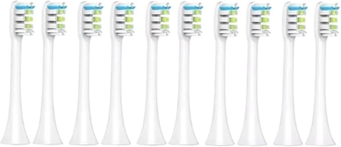 10pcs Replacement Toothbrush Head Compatible for Xiaomi Soocas Electric Sonic Individual Packing Soft Bristle Brush(10PCS White)