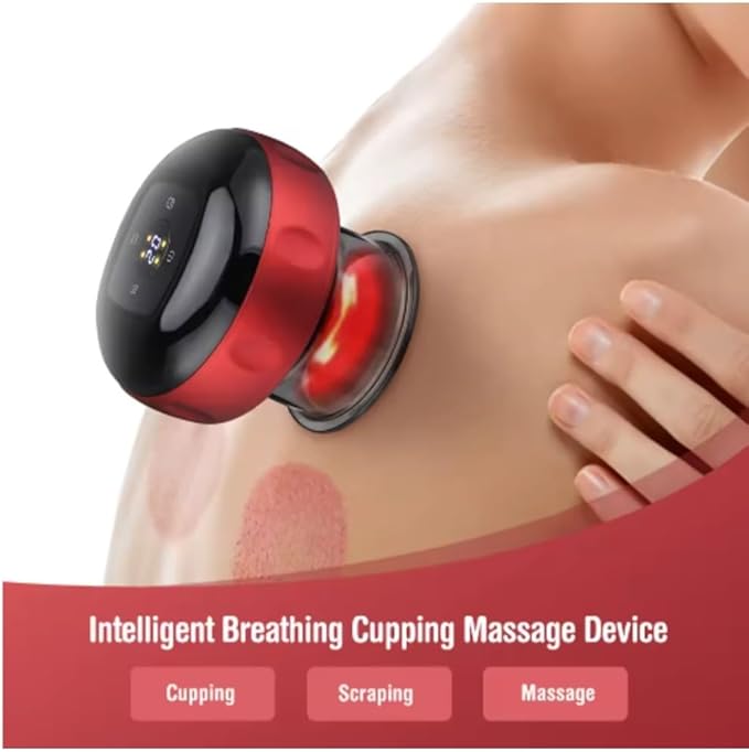 Smart Cupping Therapy Massager7-in-1 Red Light electric Therapy massage device with 2 Modes for Targeted Pain Relief Aches Muscle Soreness Circulation Tighter Skin with 12 Levels Suction and Heat
