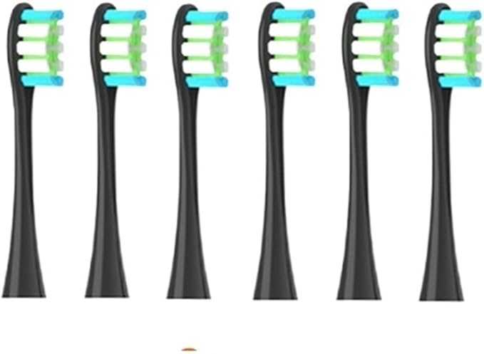 6PCS Replacement Heads Compatible for Flow/X/X PRO/ Z1/ F1/ One/Air 2 /SE Brush Heads Soft Sonic Toothbrush Bristle(Black)