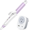 Dual Voltage Purple Travel Curling Iron with European Travel Plug Adapter