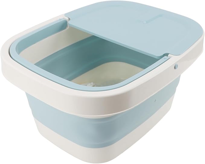 Pomya Foot Bucket Foot Bath Basin Detachable Lid Thickened with Handle for Foot Spa (Blue)