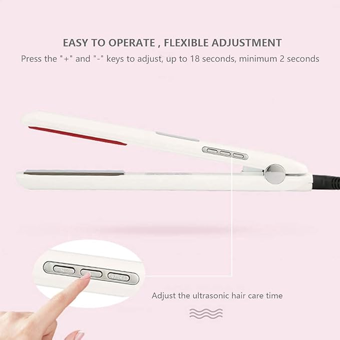 Pro Infrared Hair Straightener Cold Flat Iron for Repair Damaged Hair LCD Display 360° Swivel Cord White