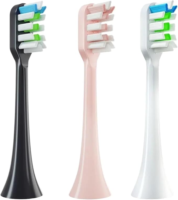 4 Pcs Replacement Brush Heads Compatible for V1/X1/X3/X5/X3U/X3PRO/v1/v2 Electric Toothbrush Soft Bristle Nozzles(4 Pcs Black)