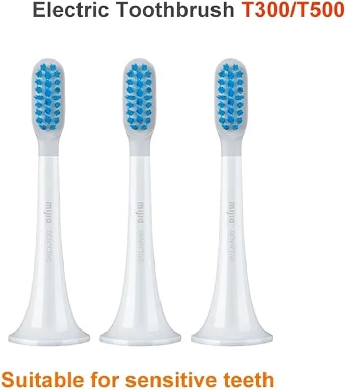 Compatible for 3pcs T300 T500 Sonic Toothbrush Heads Teethbrush Replacement Oral Hygiene Mi Brush Head(Blue 3PCS)