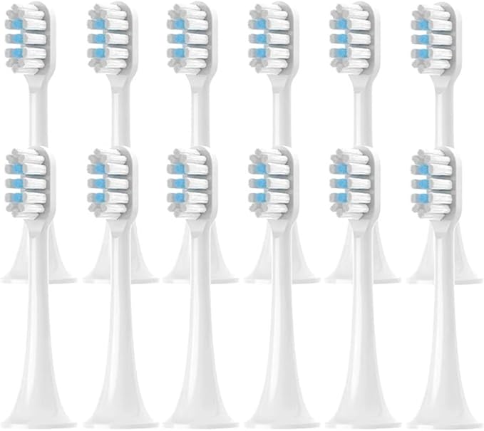4/8/12/16PCS Compatible for MIJIA T302 Replacement Toothbrush Heads Sonic Electric Vacuum DuPon Soft Bristle Brush(T302White Blue-12pcs)