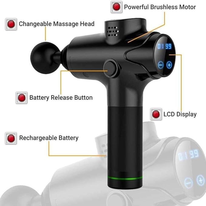 Marycan Handheld Quiet Percussion MassagerDeep Tissue Handheld Massager Back Muscle Soreness and Recovery for Athletes (Color : Silver)