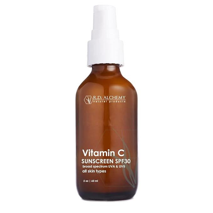 RD Alchemy - Natural &amp Organic Vitamin C SPF 30 Moisturizing Mineral Sunscreen. Non-Nano Zinc &amp Titanium - Lightweight Non Greasy SPF for Face - Skincare for Professionals &amp Estheticians.