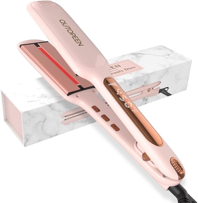 Fashion Pink Infrared 2 Inch Hair Straightener2 Inch Wide Professional Ceramic Tourmaline Flat Iron with Big Temp Display140F-450F DegreeDual Voltage
