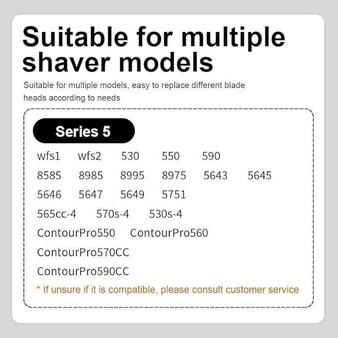 51B Electric Shaver Replacement Foil Head with Cutter Compatible for 5 Series 510530540 550 550s-3 550cc 550cc-4 560 560s-3 560s-4 565cc 570s-4 570cc 590cc - Black(2 set)