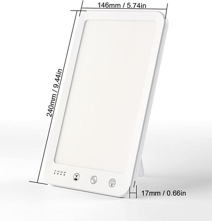 Light Therapy Lamp UV Free 10000 Lux with 5 Adjustable Brightness 4 Timers Sunlight Lamp LED for Home Office Travelling
