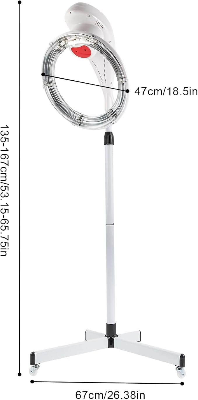 Hooded Stand Up Hair Bonnet Dryer Orbiting Rotating Hair Processor Perm Styling with Timer Swivel Caster Rolling Base for Beauty Salon or Home Use 360 Degree Rotation Compatible White