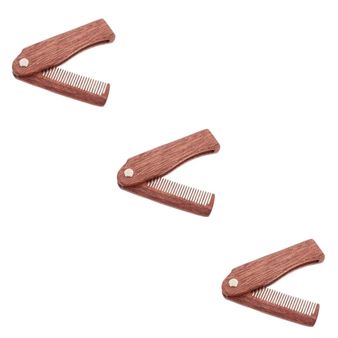 Didiseaon 3pcs Wooden Pocket Comb Mustache Comb Hair Accessory for Men Women Beard Brush Folding Beard Professional Styling Tool