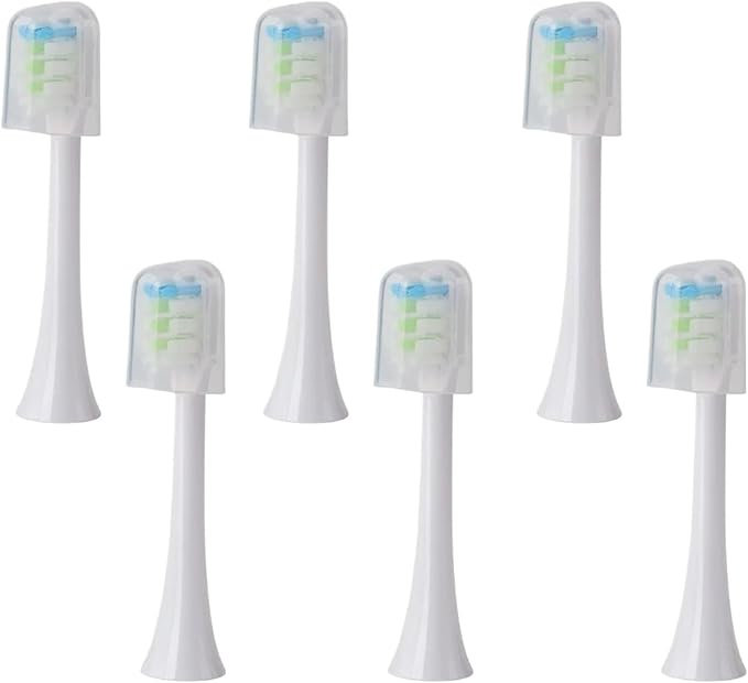 Replacement Brush Heads Compatible for X3U/X3Pro/X5/V1/D2/D3 6/12pcs Bristle Electric Toothbrush Sealed Packed(SHUSHI-WH-6PCS)