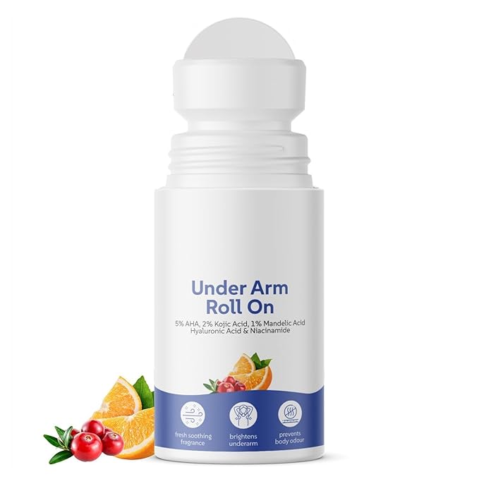 AM Cooling Underarm Roll-On | 5% AHA 2% Kojic Acid &amp 1% Mandelic Acid | Controls Odour &amp Sweat | Reduces Pigmentation &amp Exfoliates | Alcohol-Free &amp Aluminium-Free 50ml