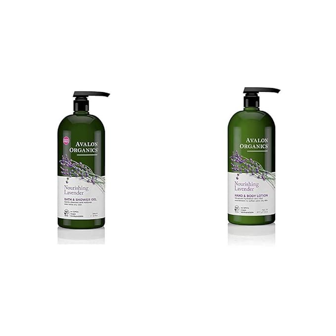 Avalon Organics Nourishing Lavender Body Wash and Shower Gel 32 oz Nourishing Lavender Hand &amp Body Lotion 32 oz.
