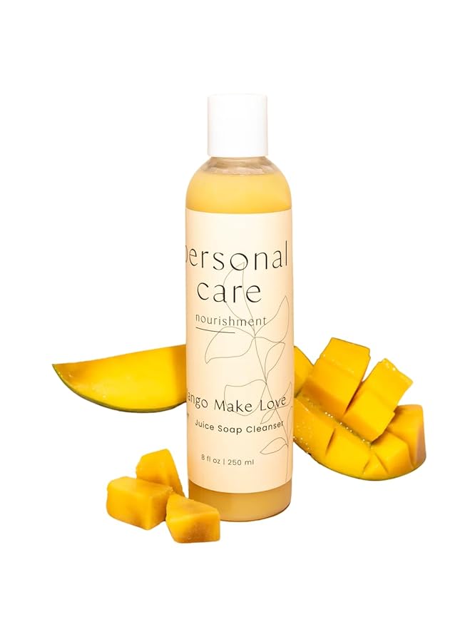Mango Juice Body Wash – Organic Fruit-Infused Liquid Soap with Olive Oil Coconut Oil &amp Decyl Glucoside – Hydrating Non-Drying Sulfate-Free – 8oz – Juice Body Soap