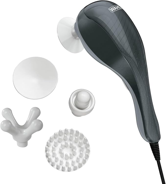 Wahl Soothing Vibration Corded Massager with 4 Attachment Heads 2 Speed Massage Tool for Pressure &amp Pain Relief on The Face Neck and Head FSA Eligible Model 4120-600