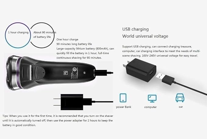 Electric Razor Rechargeable Electric Shaver Waterproof Wet &amp Dry Rotary Shavers for Men Electric Shaving Razors with Pop-up Trimmer LED Display