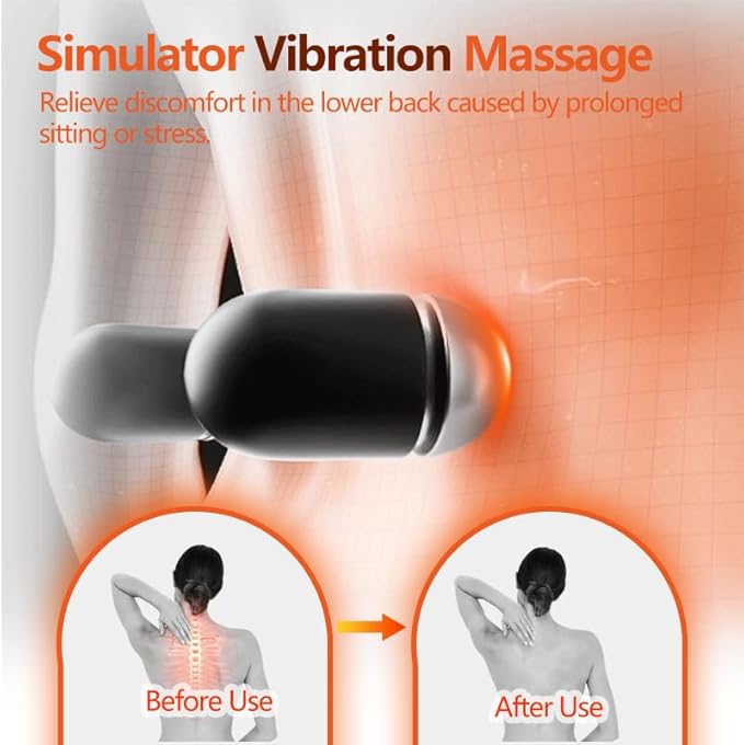 Smooth Spine Triple Fusion Back Massager for Sciatica Pain Relief 3-in-1 Lumbar Traction Device with Heat and Vibration Lower Back Stretcher for Office Chair &amp Car Support