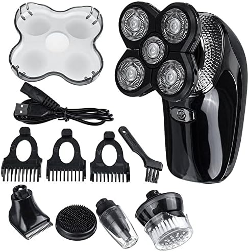 Head Shavers for Bald Men 5D Floating Heads Electric Shaver 5 in 1 Rechargeable Razors Hair Clipper Nose Ear Hair Trimmer Men Facial Cleaning Brush