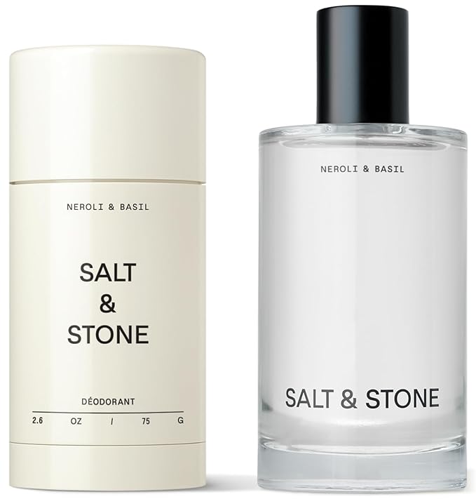 Salt &amp Stone Signature Scent Duo Set | 48 Hour Aluminum-Free Deodorant &amp Hydrating Body Mist | Skincare-Infused Deodorant &amp Body Spray | Neroli &amp Basil