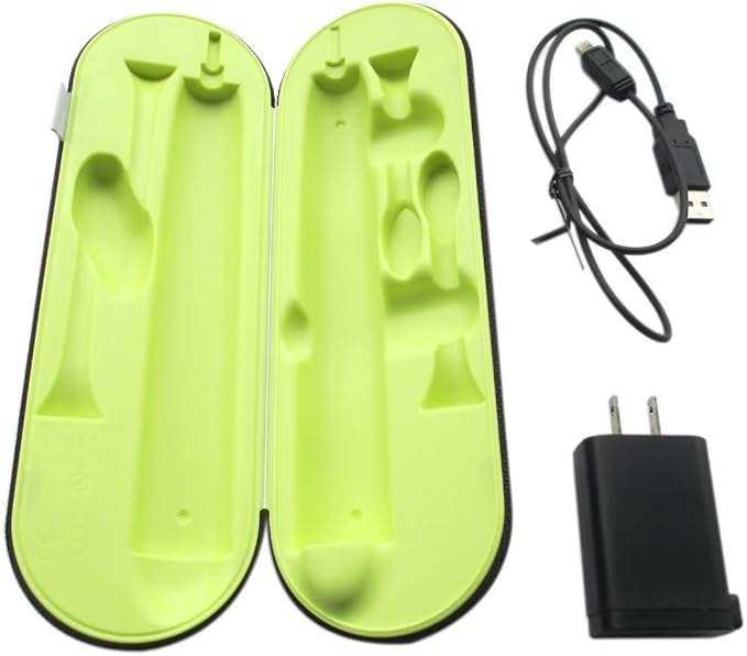 HX9210 Travel Charger Case w/AC Charger+USB Cable Replacement for Philips Sonicare DiamondClean Sonic Toothbrush HX9382HX9372HX9362HX9360(Black-Green)
