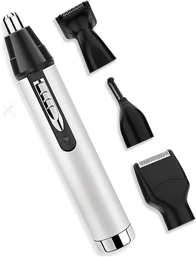 Nose Hair Trimmer for Hygienic Grooming with Rinseable Interchangeable Heads for Eyebrows Neckline Nose Ears &amp Other