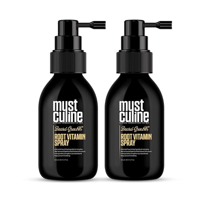 Masculine Beard Growth Vitamin Spray for Fuller Stronger Longer and Bushier Beards (2 Pack)