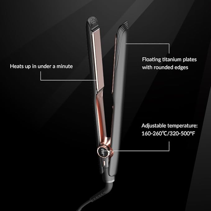 ISAGIY Flat Iron Hair Straightener and Curler 2 in 1 Plancha de Cabello 260°F High Temperature Ceramic Coating Temperature Control Integrated Beauty Power Generation Suitable for All Hair Types
