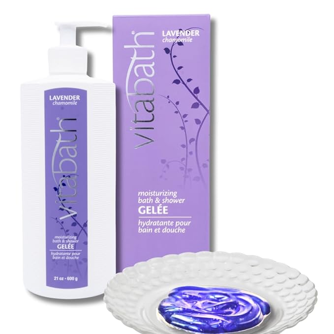 Vitabath Lavender Chamomile Moisturizing Bath &amp Shower Gel Wash Calming &amp Hydrating Botanical Skin-Softening Skincare Body Cleanser &amp Foaming Gelee - 21 oz