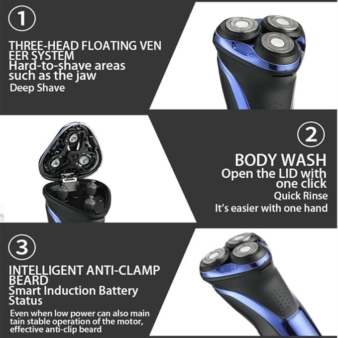 Electric Shavers for Men Electric Shaver Professional Razor Waterproof Beard Trimmer Rotary 3D Floating Shaving Rechargeable Electric for Men