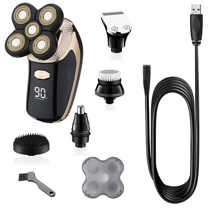 Electric Razor for Men 5in1 Facial Body Electric Shaver Grooming Kits Electric Wet And Dry Razor Men Beard Rotary Shaving Machine Bald Rechargeable Set