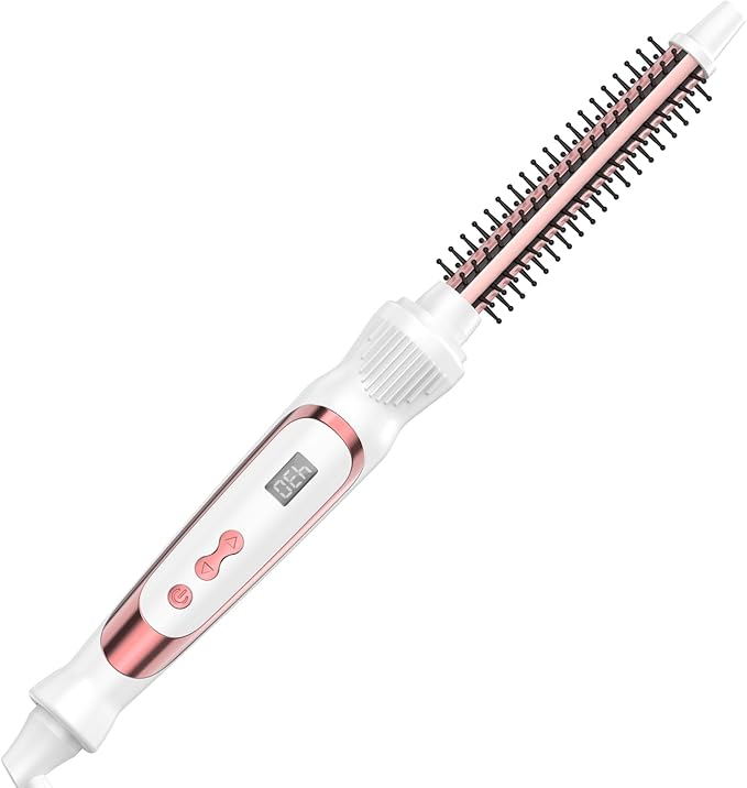 Thermal Brush 0.5 Inch Curling Iron Volumizing Heated Round Brush 1/2 Inch Ceramic Tourmaline Heated Hot Multifunctional Styler Curling Wand (White 0.5 inch)