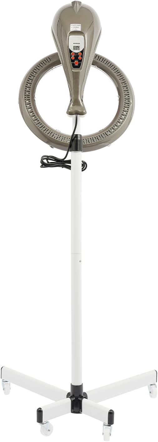 360° Infrared Heating Stand Salon Hair Dryer Professional Hair Dryer Color Dyeing and Oiling Machine with Adjustable Height (61-70) 950W Salons Drying Perming Equipment for Home/Salon Use (Gray)