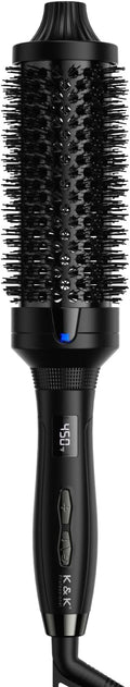 K&ampK Thermal Brush for Blowout Look Pro 1.77 Inch Heated Round Brush with Ceramic Tourmaline Coating Ionic Makes Hair Smoother Get Natural Curls 122-446°F Dual Voltage for Travel