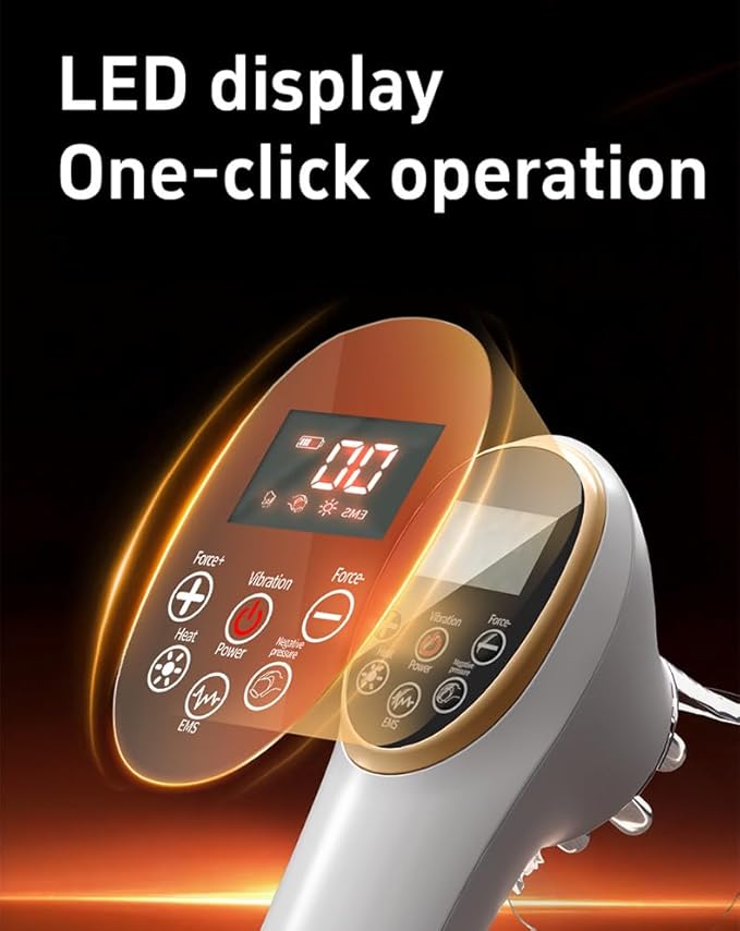 Electric Scraping Massager Heat Therapy Machine with Negative Pressure for Fat Reduction &amp Meridian Massage at Home (White)
