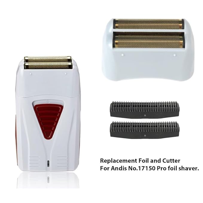 2-Sets Replacement Shaving Head &amp Cutter Blades with Hypo-Allergenic Gold Foil Head Compatible for Andis 17150(TS-1)/17155/17200