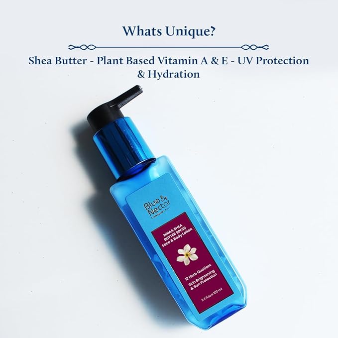 Blue Nectar Cocoa Butter Nargis Body Sunscreen Lotion with SPF 30 PA ++ - No Parabens Silicones Mineral Oil Color (10 Herbs 6.7 Fl oz)